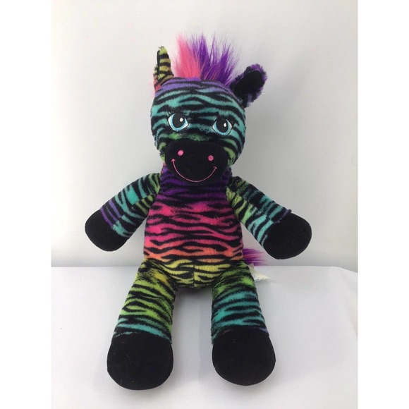 Build-A-Bear Workshop Other - Build A Bear Rainbow Stripe Purple Pink Zebra Soft 17" Plush Toy Bear BABW